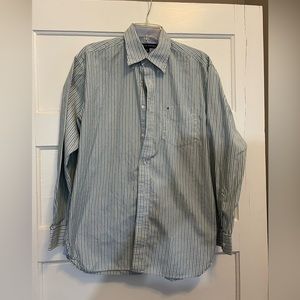 Men’s Blue,Yellow and White Striped Tommy Hilfiger Shirt Size Medium